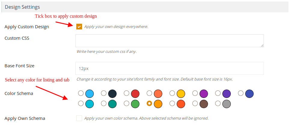 Apply color schema in google map tab and listing