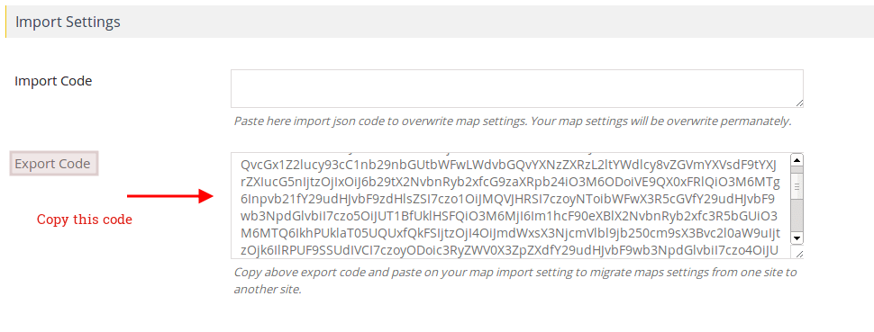 How to export/import the map from one site to another site