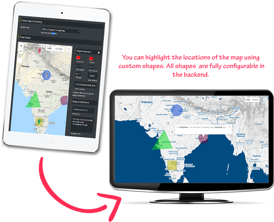 Draw Interactive Shapes with amazing wordpress map plugin