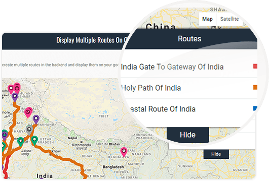 Display Multiple Routes On Google Maps WordPress plugin