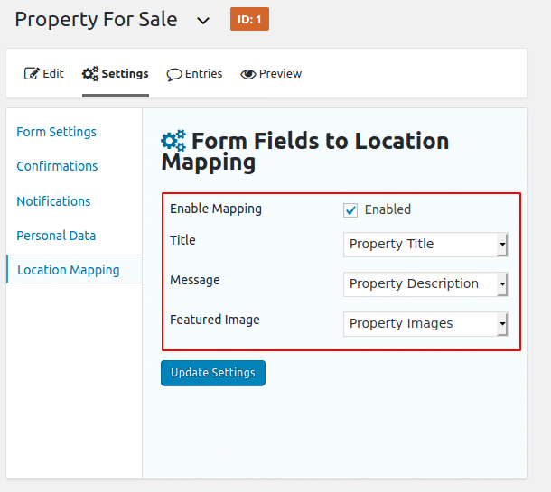 Map Gravity Form Fields