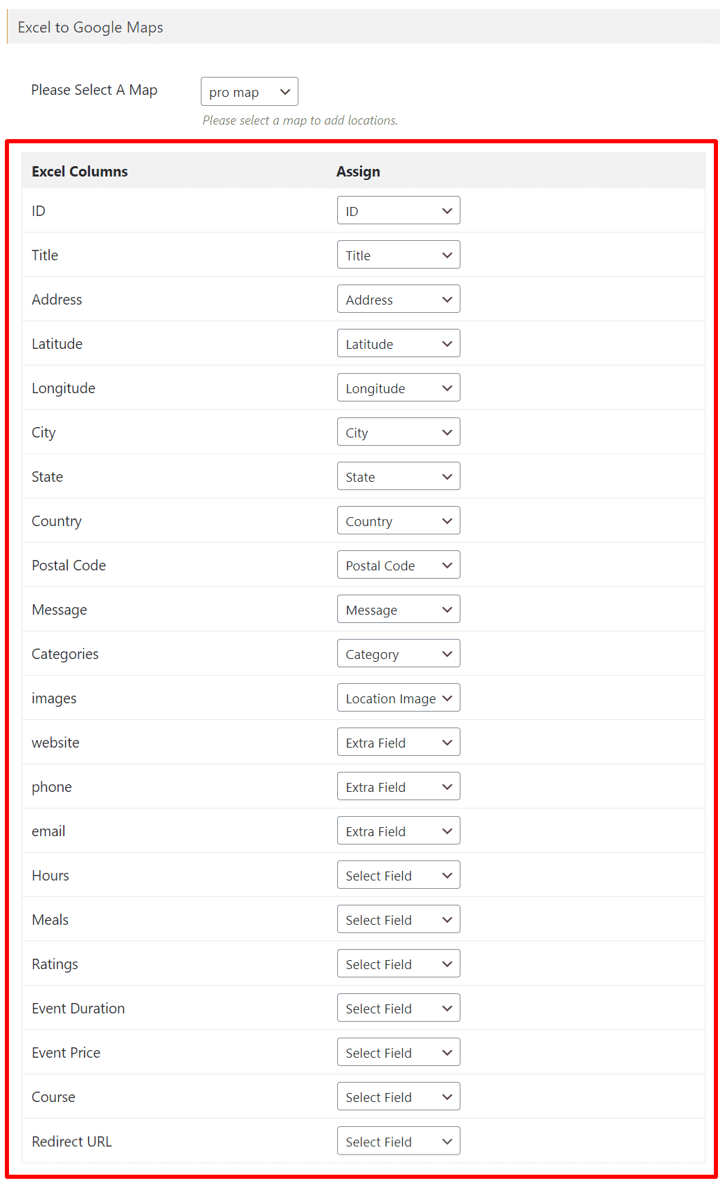 excel data on a map