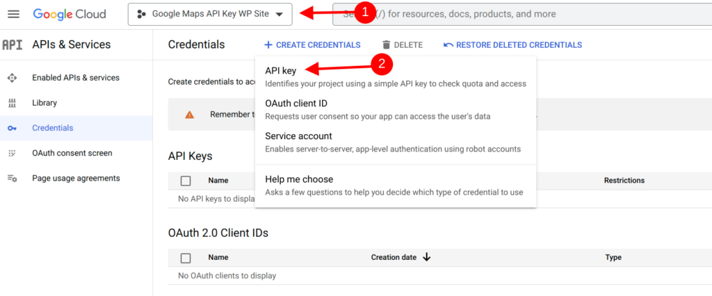 Google Cloud Credentials API Key
