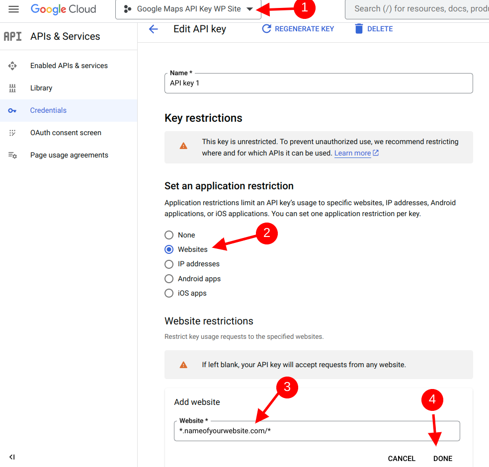 Google Maps API Key Restrictions