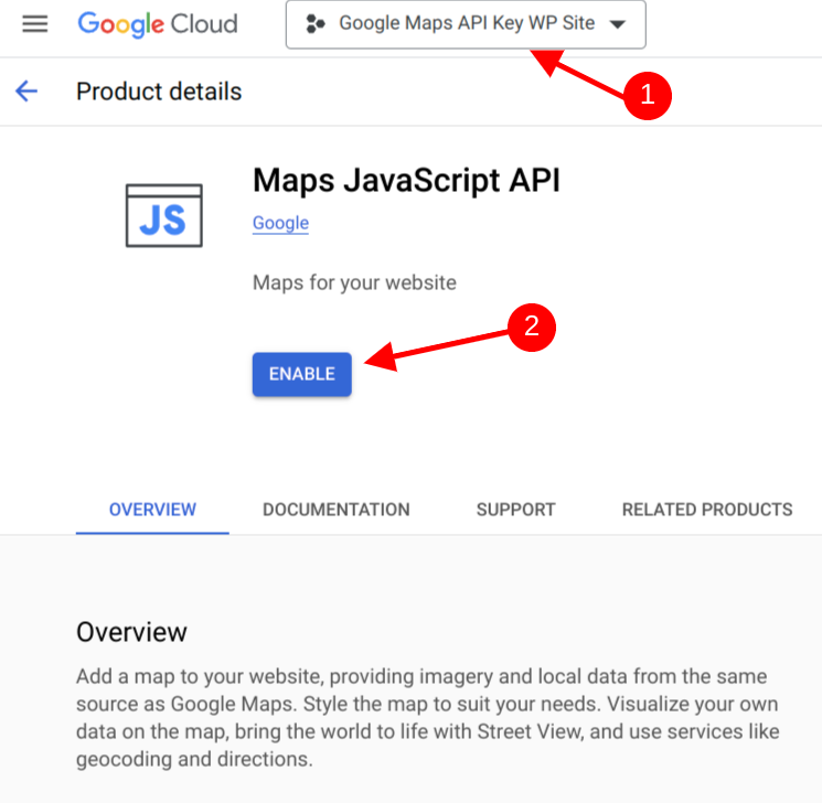 Maps Javascript API Page