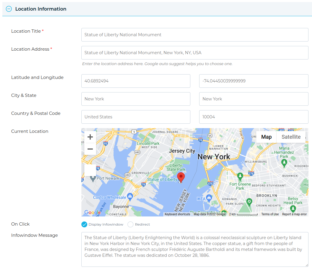 How to create a marker in google map