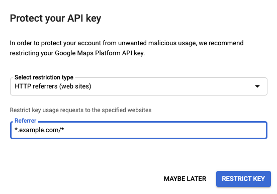 protect google map platform api