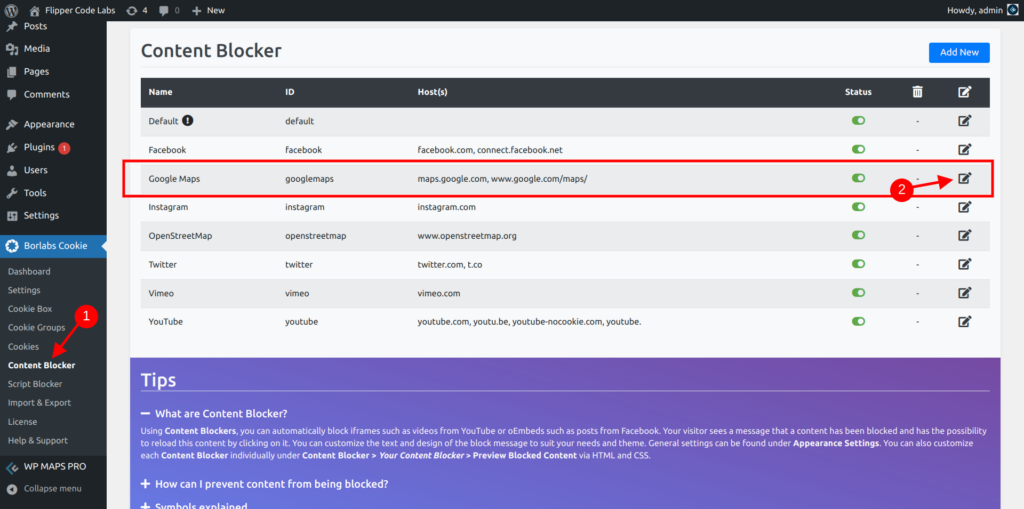 Borlabs Content Blocker Access