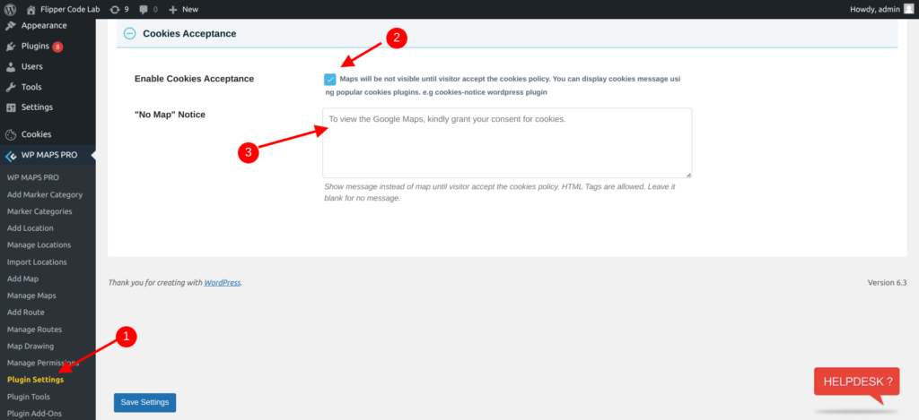 WP Maps Pro Cookies Acceptance