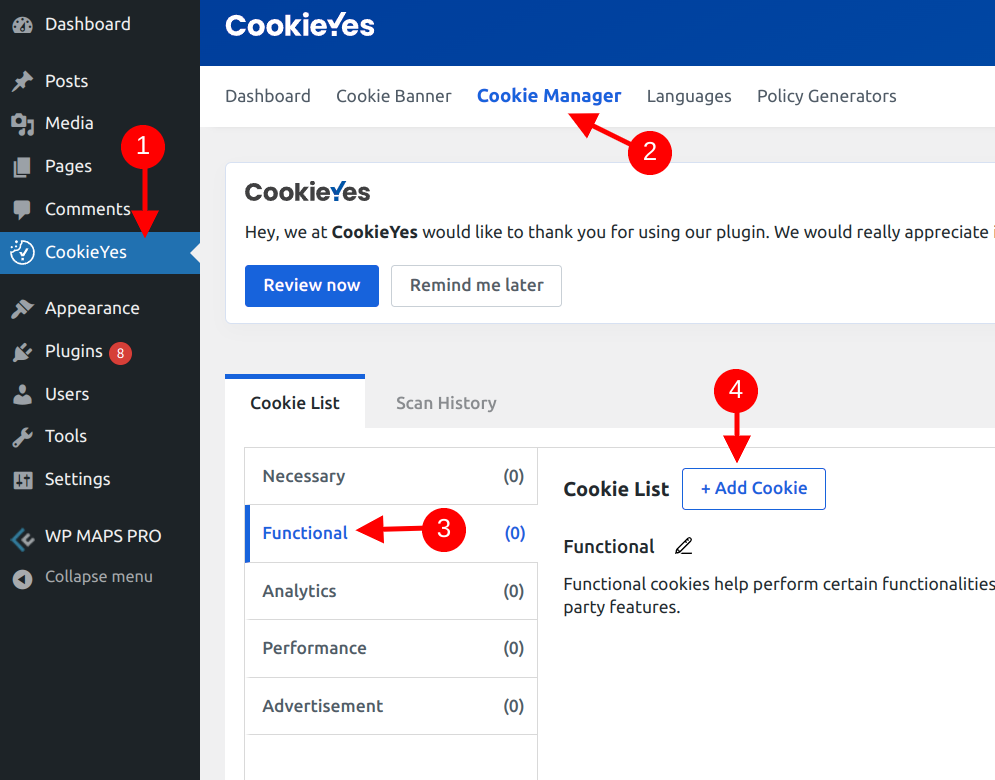 CookieYes Add cookies