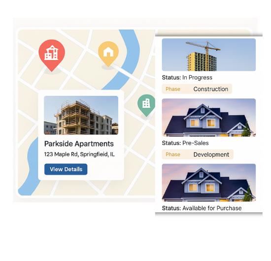 Display Ongoing Projects & Property Development Sites