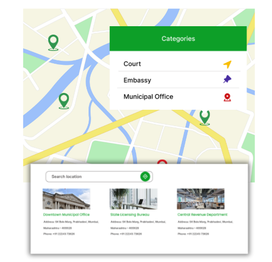 Locate Municipal Offices, Courts & Embassies Easily