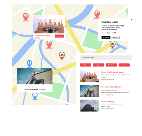 Find Churches, Mosques, Temples & Community Halls Nearby