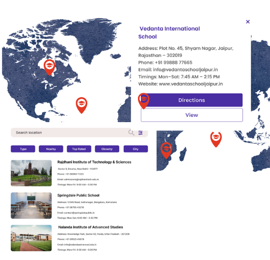 Display Schools & Universities with Interactive Filters